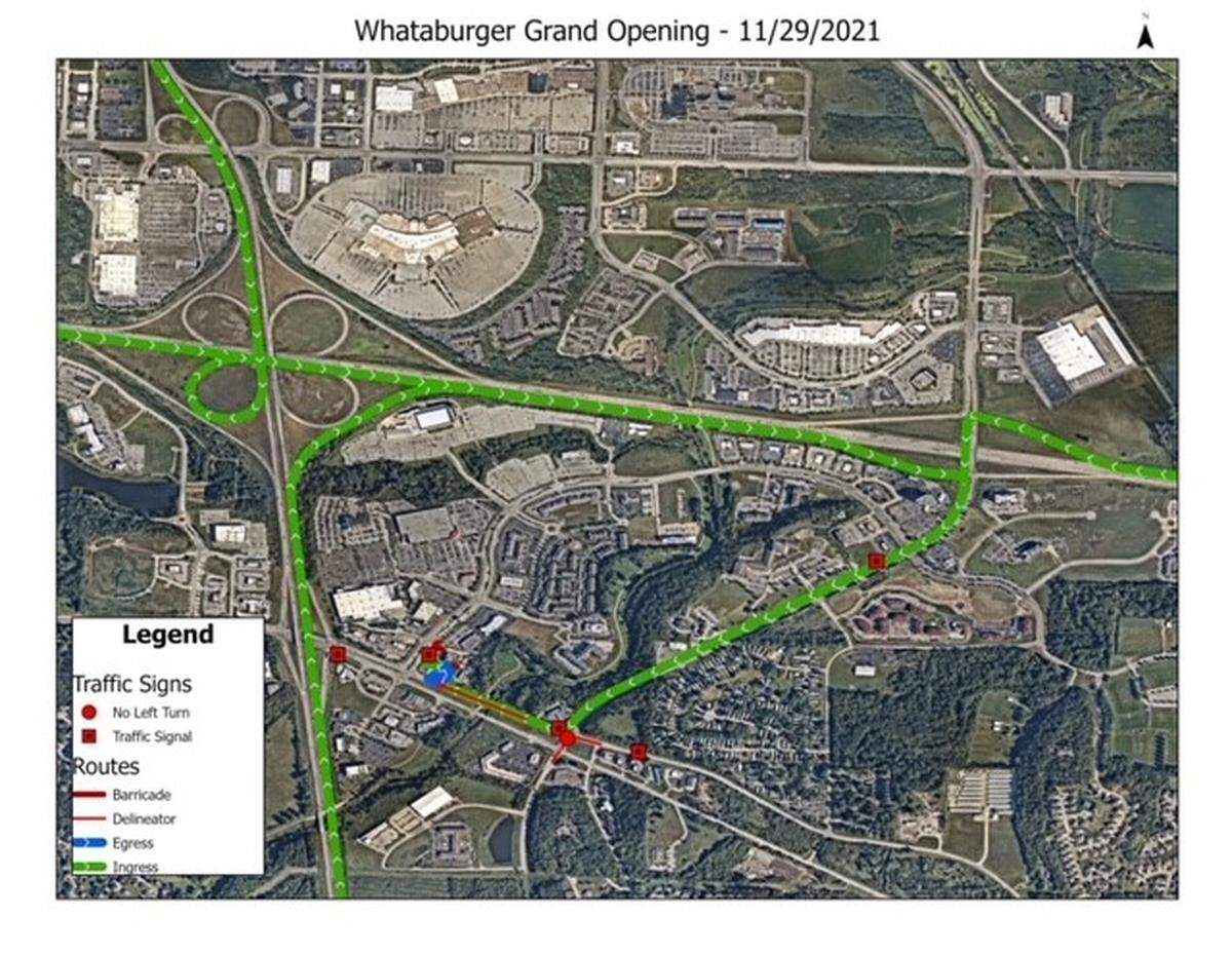 Northbound and southbound Whataburger traffic on I-470/Missouri 291 should go east on Interstate 70 and exit onto Little Blue Parkway.