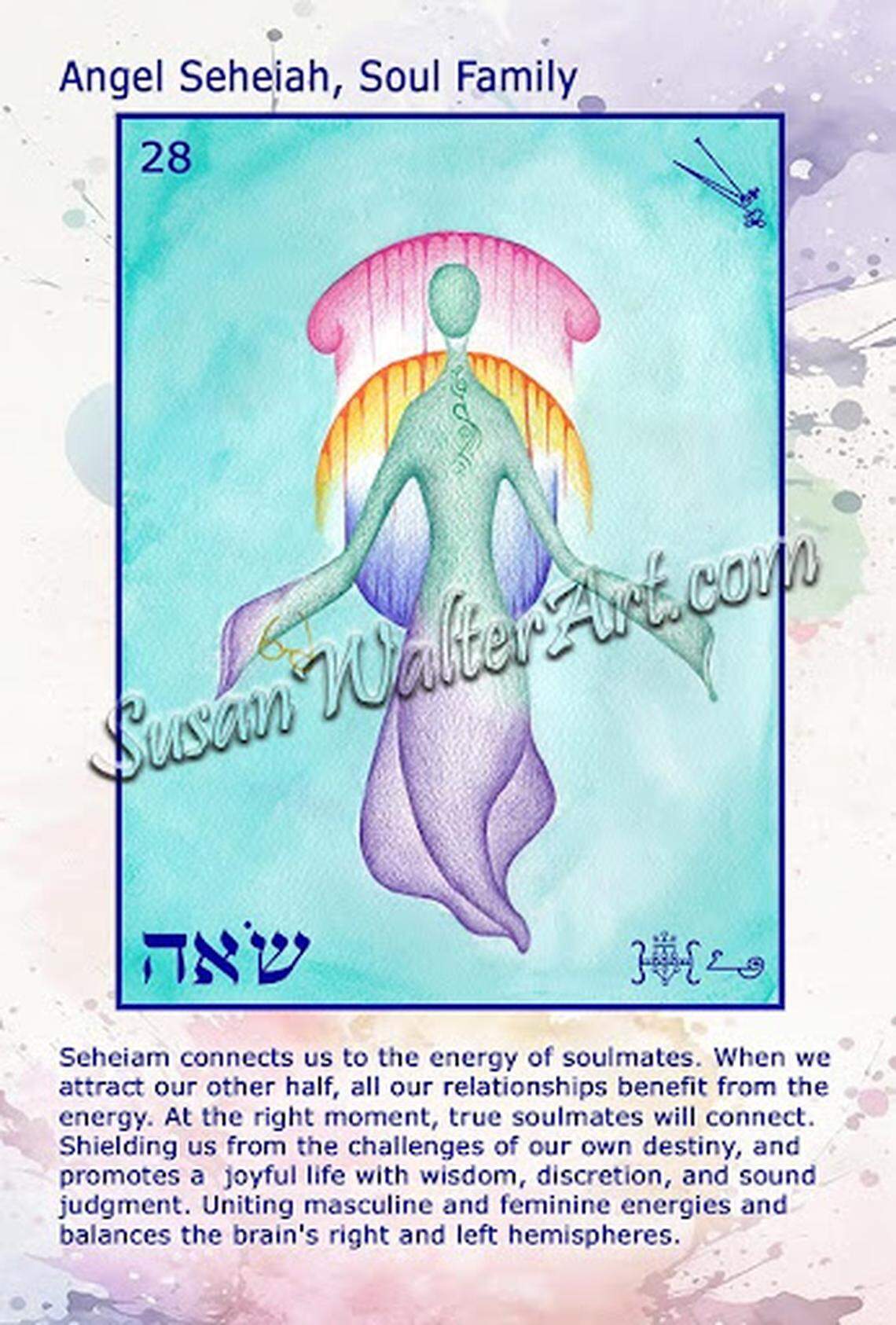 This angel artwork is part of a card set inspired by 72 Shem Ha-Mephorash Angels.