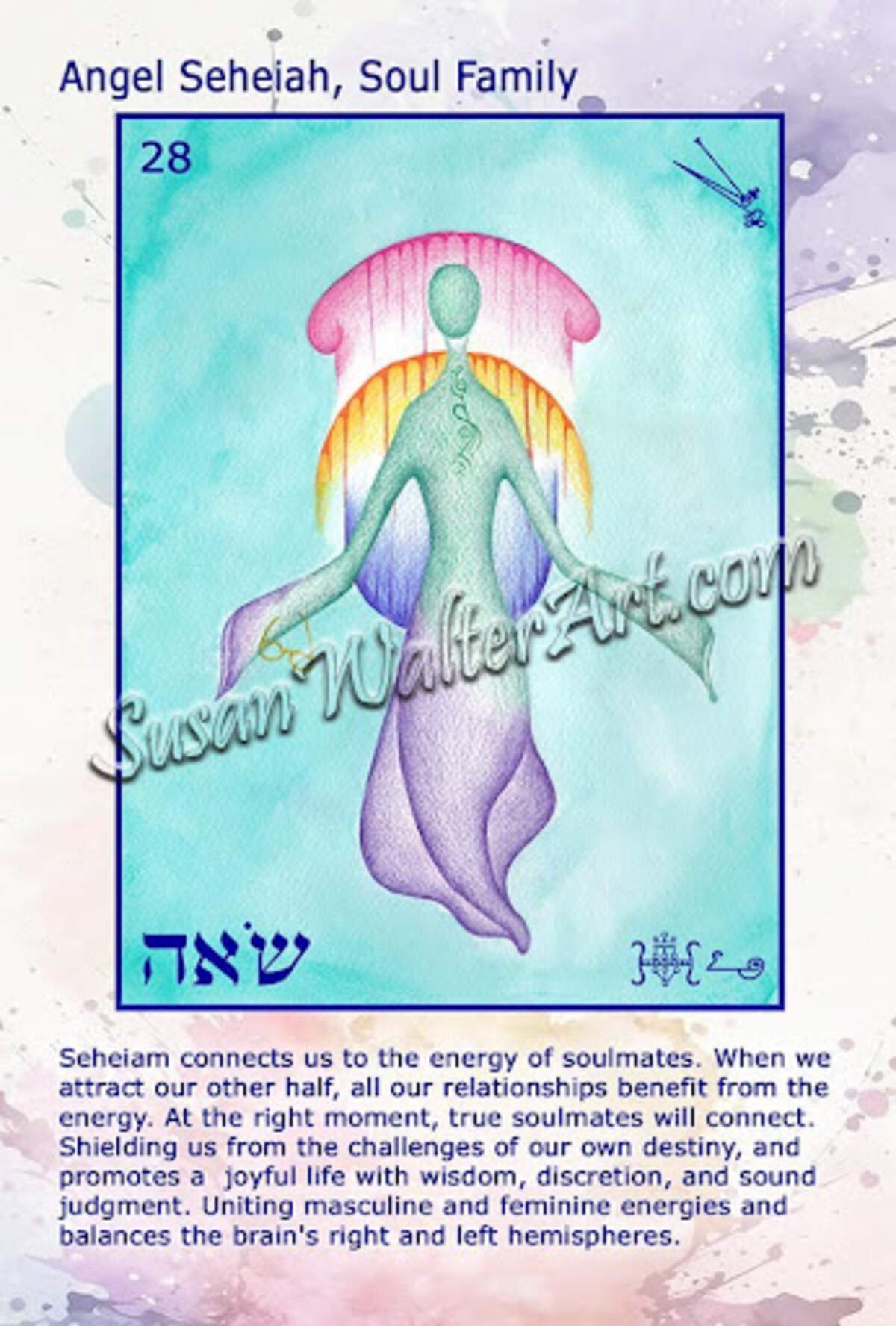This angel artwork is part of a card set inspired by 72 Shem Ha-Mephorash Angels.