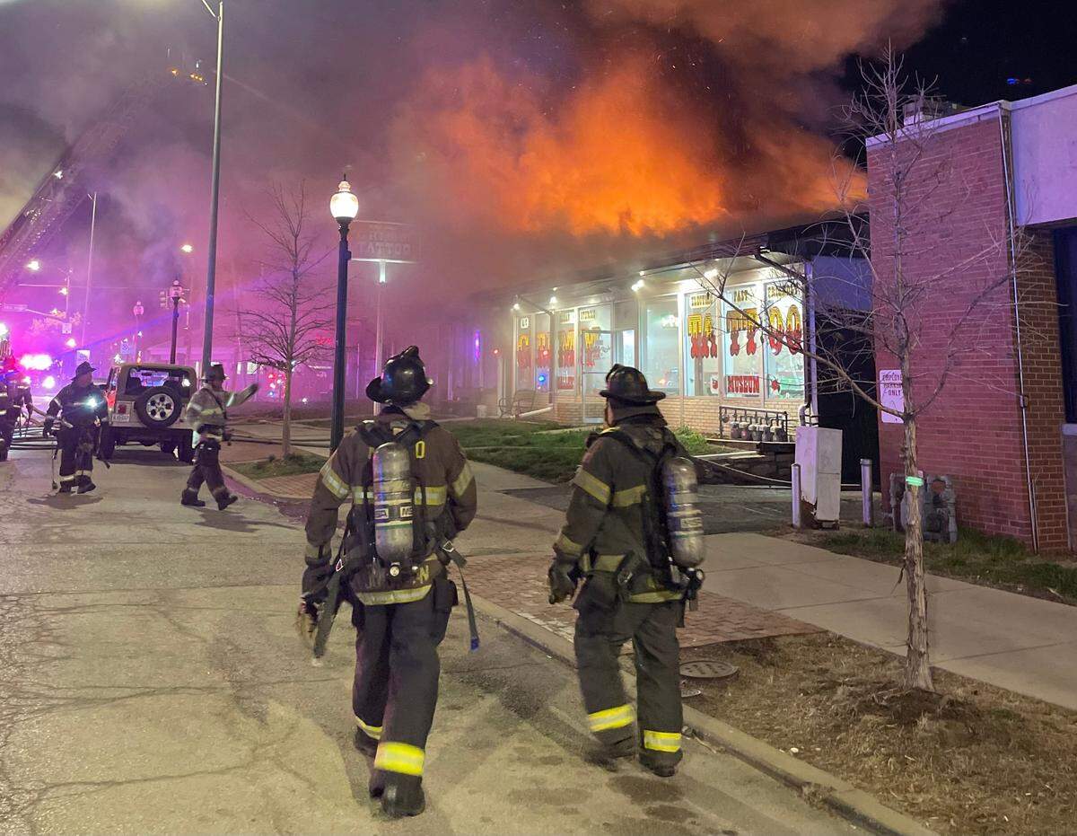 Grimm Tattoo, a family business going back to 1916, moved to a building at 3915 Broadway in Kansas City in 2011. The building went up in flames on Thursday, April 6, 2023. 