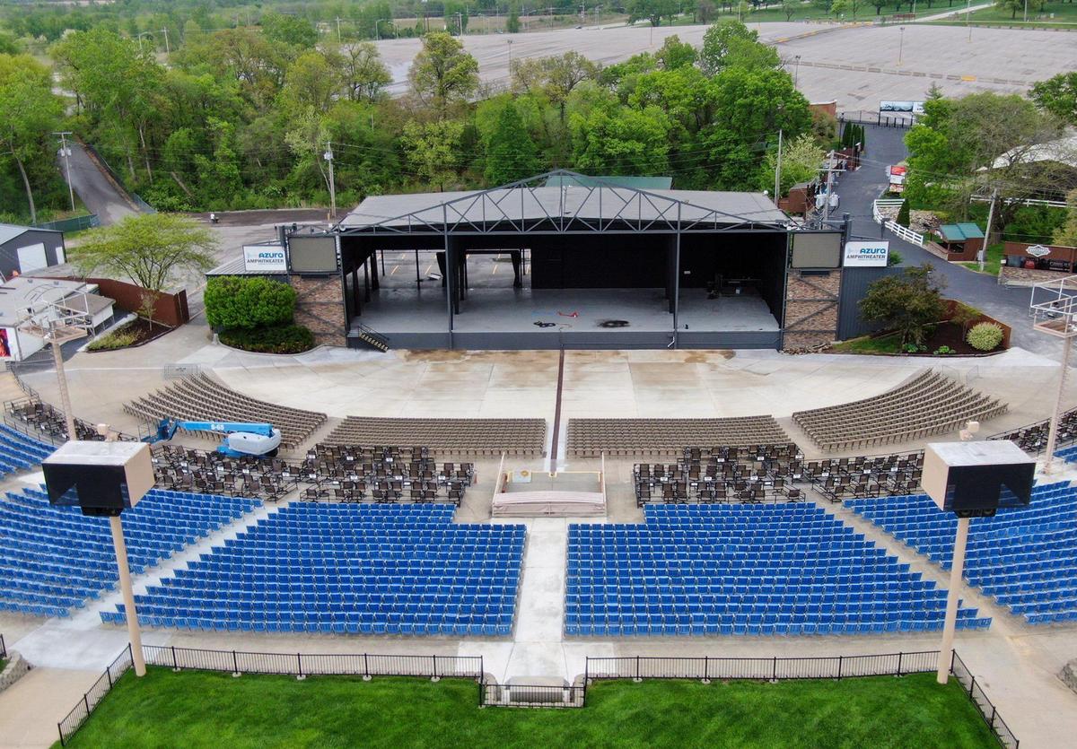Azura Amphitheater in Bonner Springs, with a capacity of approximately 18,000 people, recently completed significant offseason upgrades after four decades of hosting outdoor concerts. These improvements included the refurbishment and replacement of some of the venue’s blue seats, as well as new concrete walkways and in the pit area. The stage was also in the process of being re-painted.
