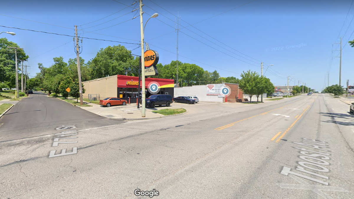 Several people are injured after a Chevrolet traveling over 100 miles per hour collided with a Hyundai at Troost Avenue and East 77th Street Saturday night in Kansas City. This Google Maps screenshot shows the area.