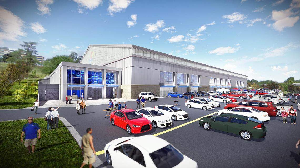 An artist's rendering of KU's $26 million indoor football practice facility that is set to be completed by late fall 2018.