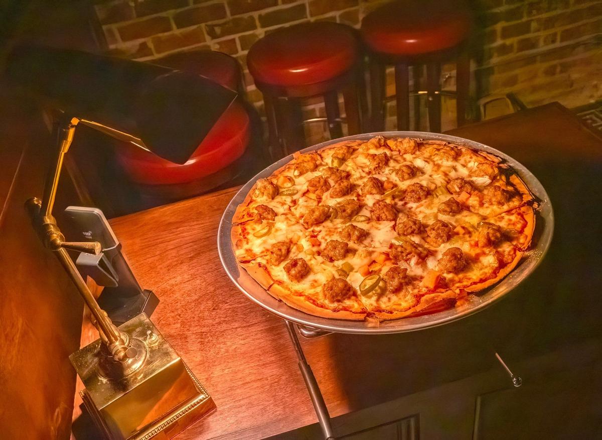 A Chicago-style tavern pizza at The Wise Guy.