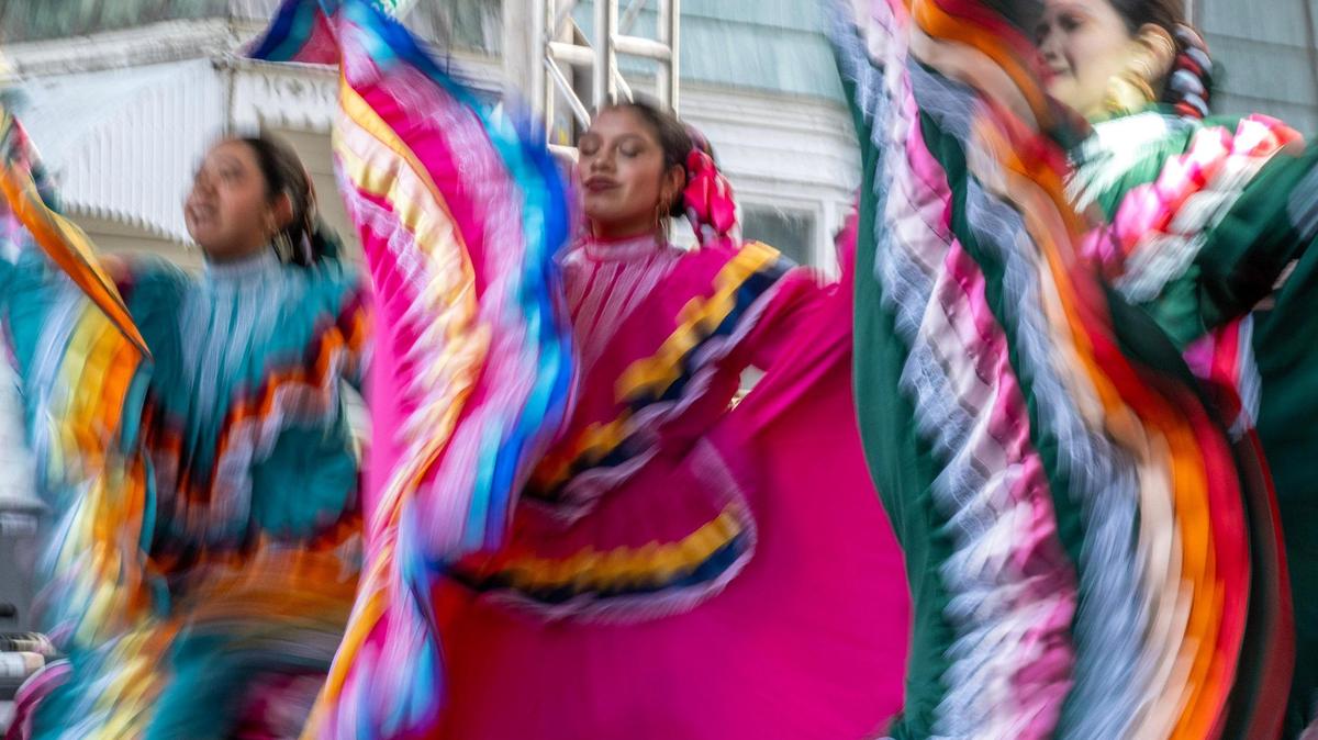 Folklorico dancers perform during the Cinco de Mayo Festival at the Guadalupe Center on Saturday, May 3, 2025, in Kansas City. The annual celebration features traditional Mexican music, dance, food and community festivities.
