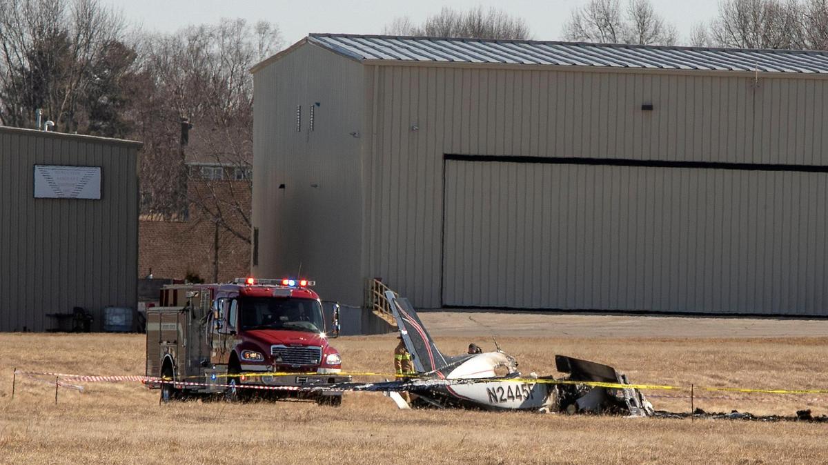 Plane crash near 151 st and Pflumm just north of the Johnson County Executive airport, Sunday, Feb. 13, 2022.