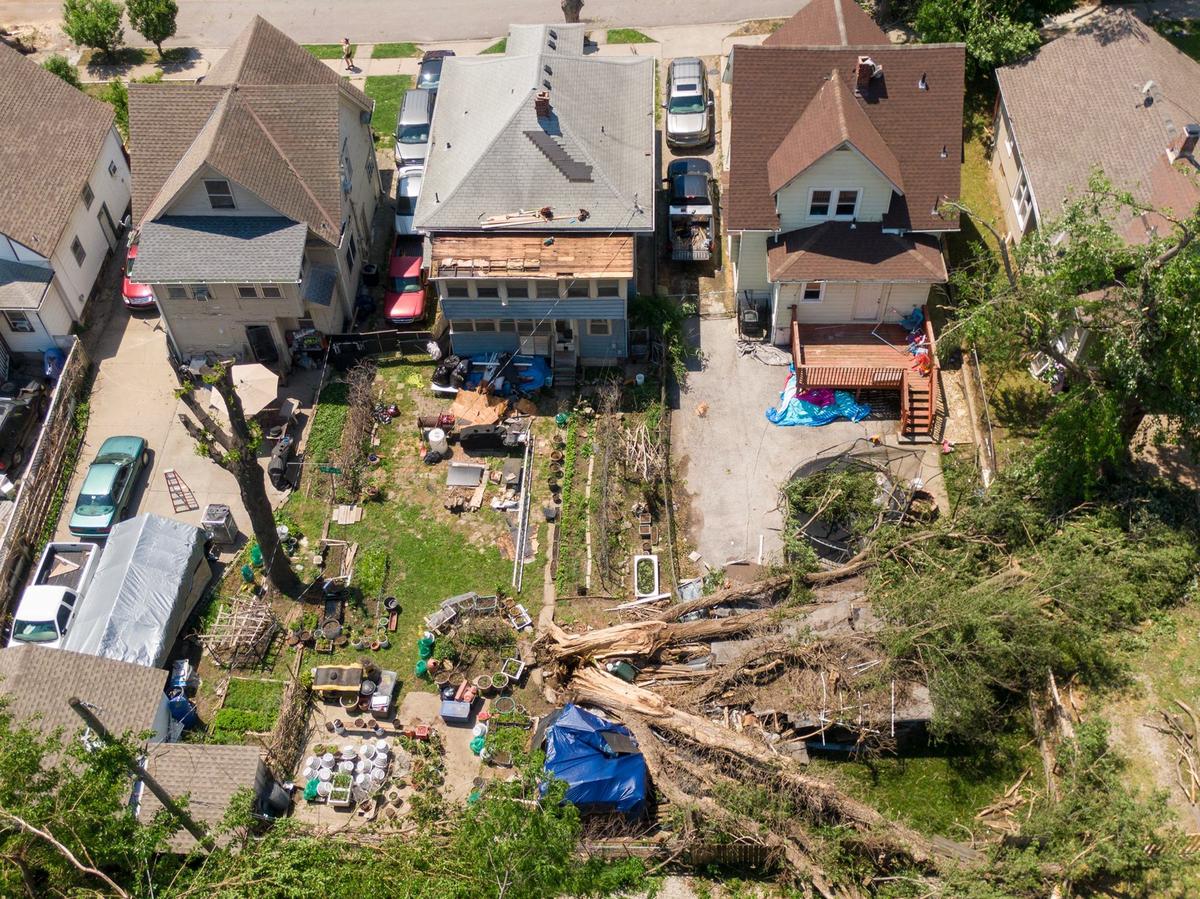 A powerful storm Sunday leveled trees near 13th Street and Central Ave., in Kansas City, Kansas. The area was photographed on Monday, May 20, 2024.