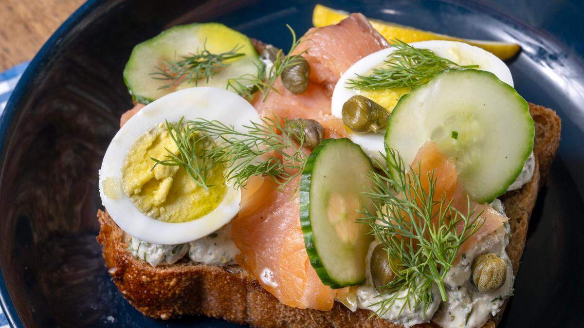 Smoked Salmon toast features Ibis country bread, herby feta, hard-boiled egg, capers, cucumber, lemon, fresh herbs at Hemma Hemma, 7122 Wornall Road in Kansas City.
