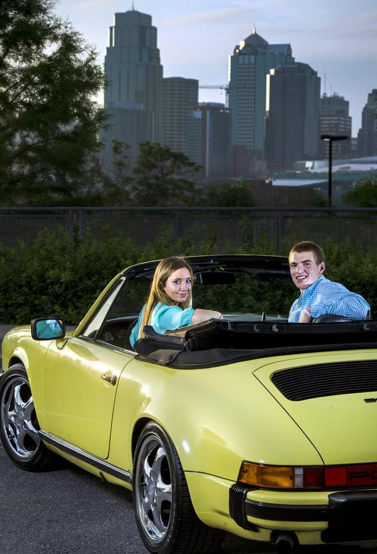 The Kansas City Star’s 2015 Scholar-Athletes, Dorian Bailey (left) of St. Teresa’s and Dalton Schoen of Blue Valley Northwest, posed in a sharp little convertible before heading off to college (Bailey at North Carolina for soccer and Schoen to Kansas State for football).