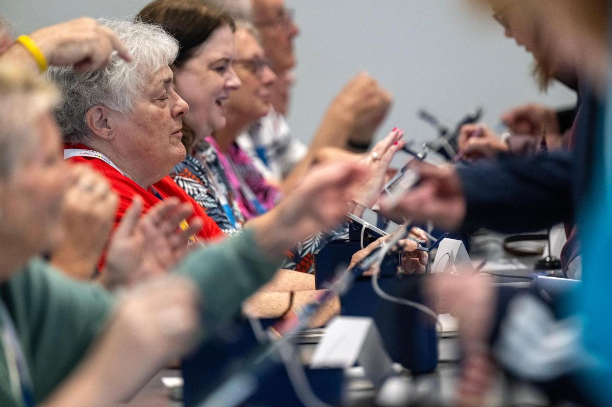 Within minutes of the doors opening, election workers were handling the large turnout of Johnson County residents arriving for the first day of in-person advance voting for the 2024 General Election at The Arts and Heritage Center in Overland Park on Saturday, October 19, 2024.