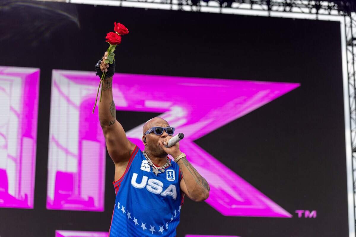 Flo Rida throws roses out to the ladies in the audience during their FIFA Fan Fest concert at Fan Fest on Friday, June 19, 2026.