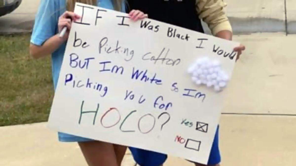 An Olathe South student thought the painful history of people owning other people is a laughing matter.
