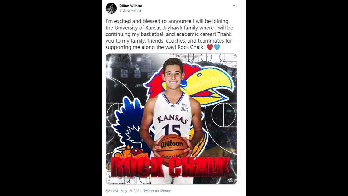 Dillon Wilhite, a 6-foot-9, 240-pound senior forward from Cathedral Catholic High School in San Diego, California, will be joining the Kansas men’s basketball team as a preferred walk-on.