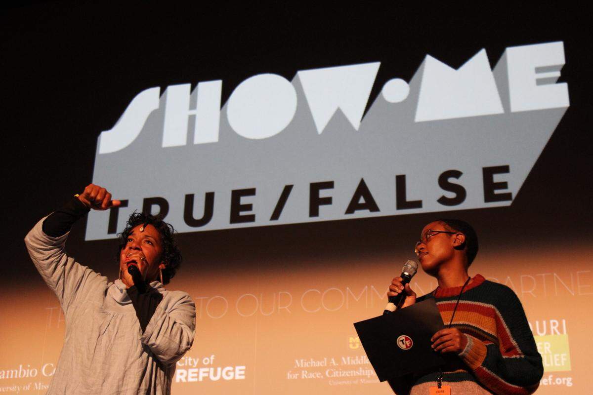 Maia Lekow (left), the director of the documentary “How to Build a Library,” answers a question from an audience member at the Missouri Theater on Saturday afternoon, alongside Ragtag Film Society programmer Ouma Amadou (right). The documentary focuses on the de-colonization of a formerly whites-only library in Kenya.