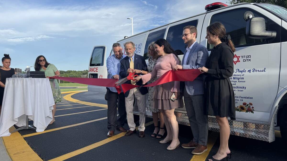 An ambulance was donated to the American Friends of Magen David Adom by the Goldhirsch-Yellin Foundation in remembrance of Sarah Milgrim and Yaron Lischinsky in a ribbon cutting ceremony at The Temple, Congregation B’nai Jehudah on July 17, 2026.