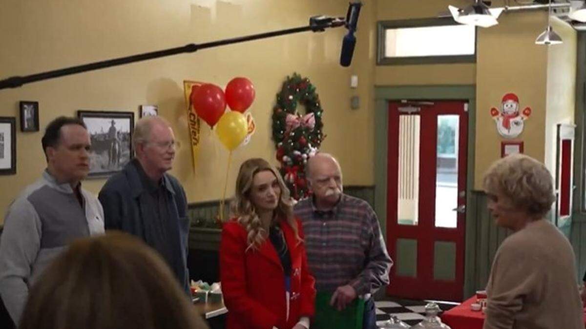 A scene from the set of the Hallmark Christmas movie.