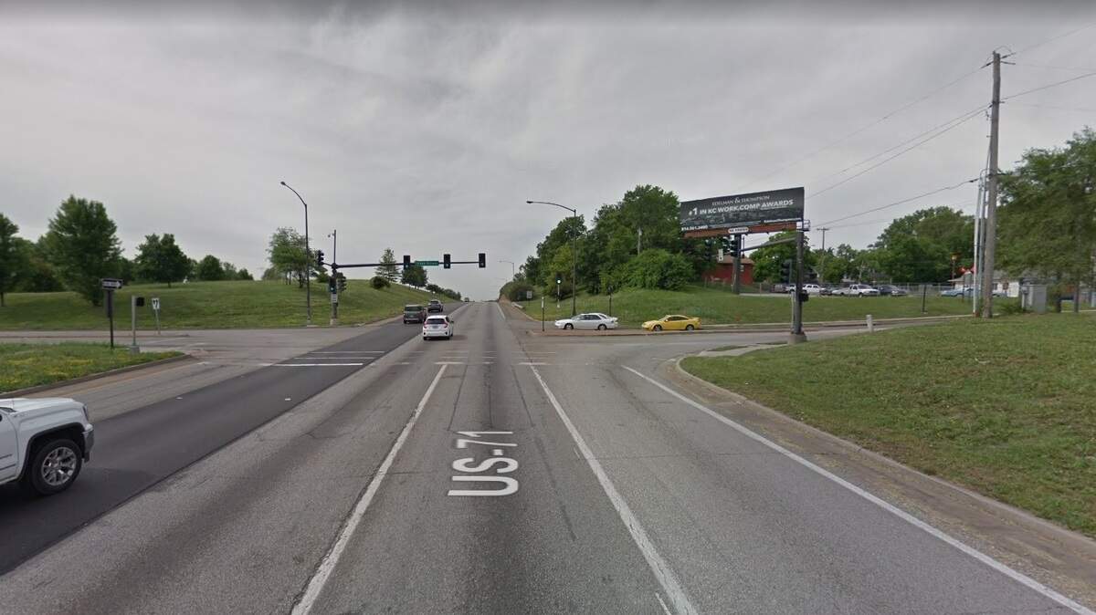Traffic on southbound U.S. 71 near 55th Street was down to one lane Tuesday, Nov. 13, 2018, as police investigated a shooting, according to a tweet from the Kansas City Police Department. This is a Google Maps view of the area from 2018.