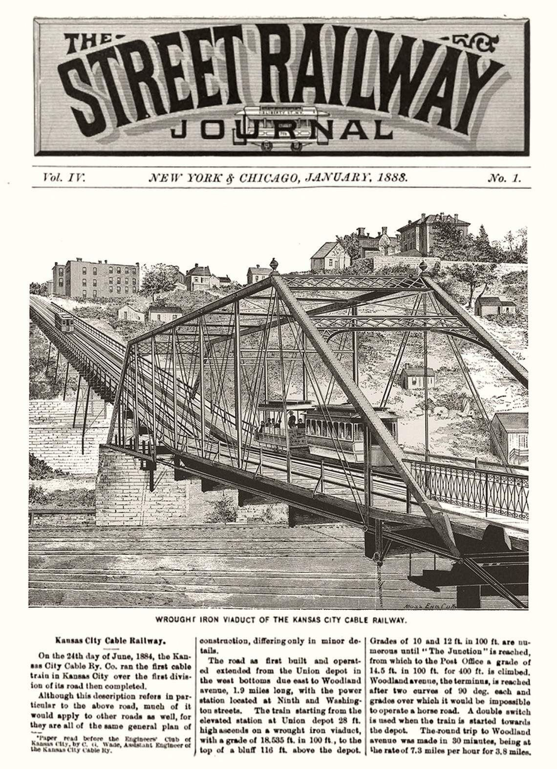The Ninth Street Incline featured on the cover of the January 1888 issue of “The Street Railway Journal.”