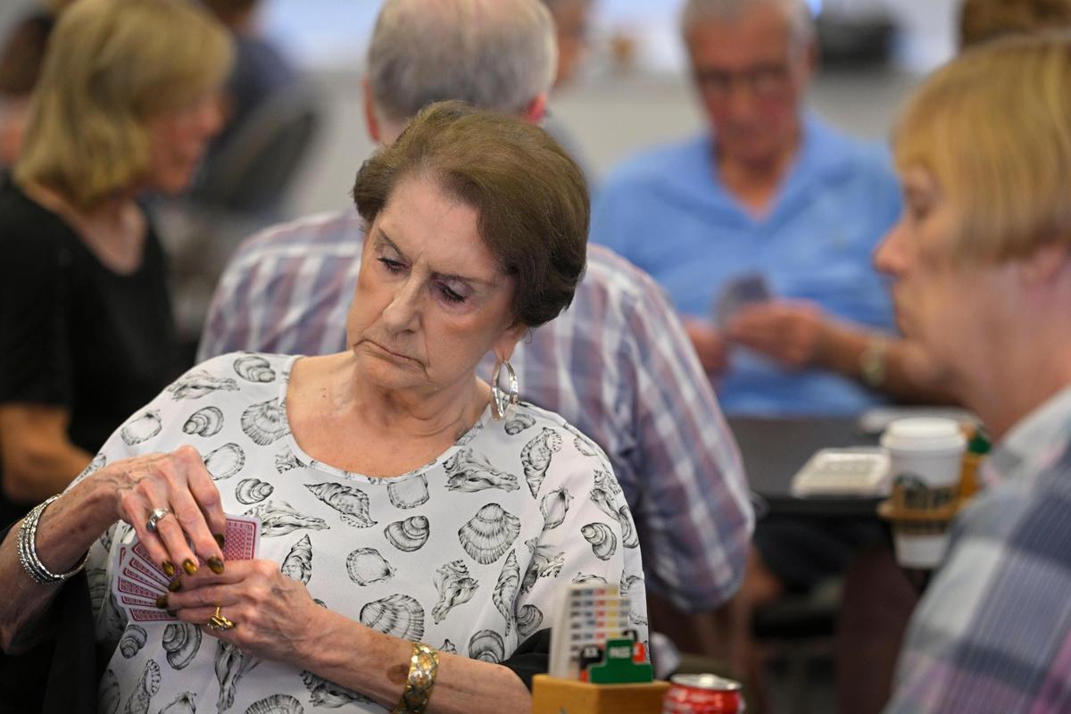 Donna Magee of Prairie Village contemplated a move earlier this month at the Bridge Studio in Overland Park. The studio can accommodate 80 players on a given day.