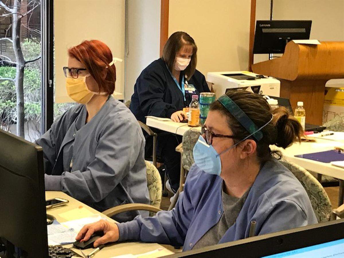 At the start of March, only one Truman Medical Center employee fielded patients’ COVID-19 calls from the hospital’s 404-CARE call center. By March 31, a team of 11 was answering 150 calls per day.