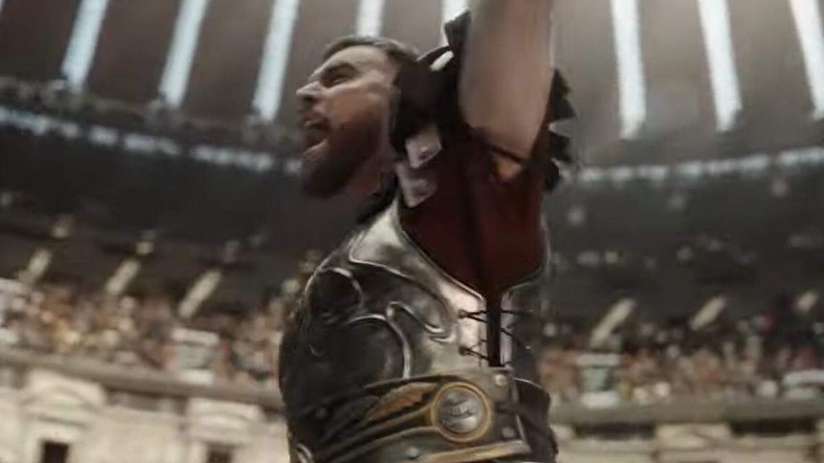 Travis Kelce portrays a Roman gladiator in a new commercial for Pepsi.