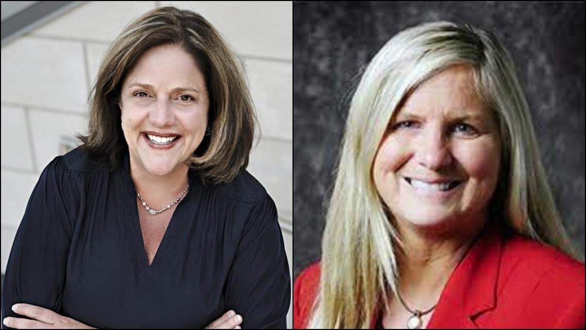 Republican incumbent Michelle Dombrosky, right, is seeking a second term on the Kansas state board of education, facing a challenge from Overland Park Democrat Sheila Albers.