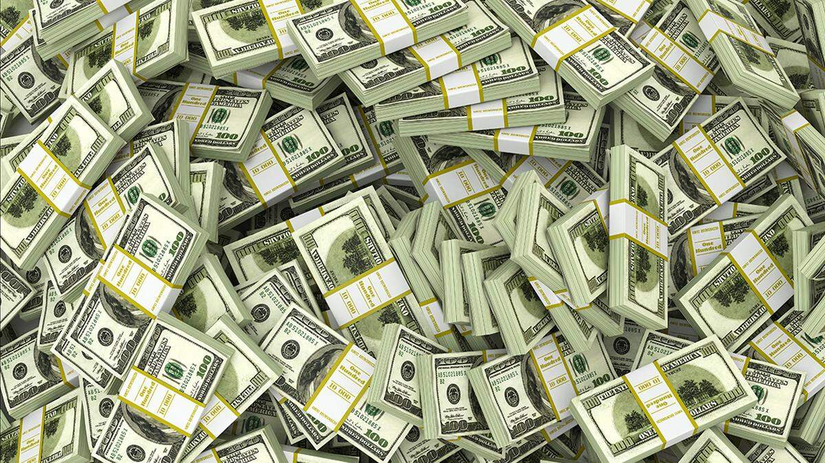Dollars. Background from packs of money.