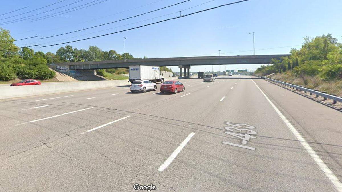 A pedestrian died after being struck by at least two vehicles, one of which was a semi pulling two trailers, on eastbound Interstate 435 just before the Grandview Road overpass, which near the Three Trails Crossings in south Kansas City. This Google Maps Street View image of the area is from August.