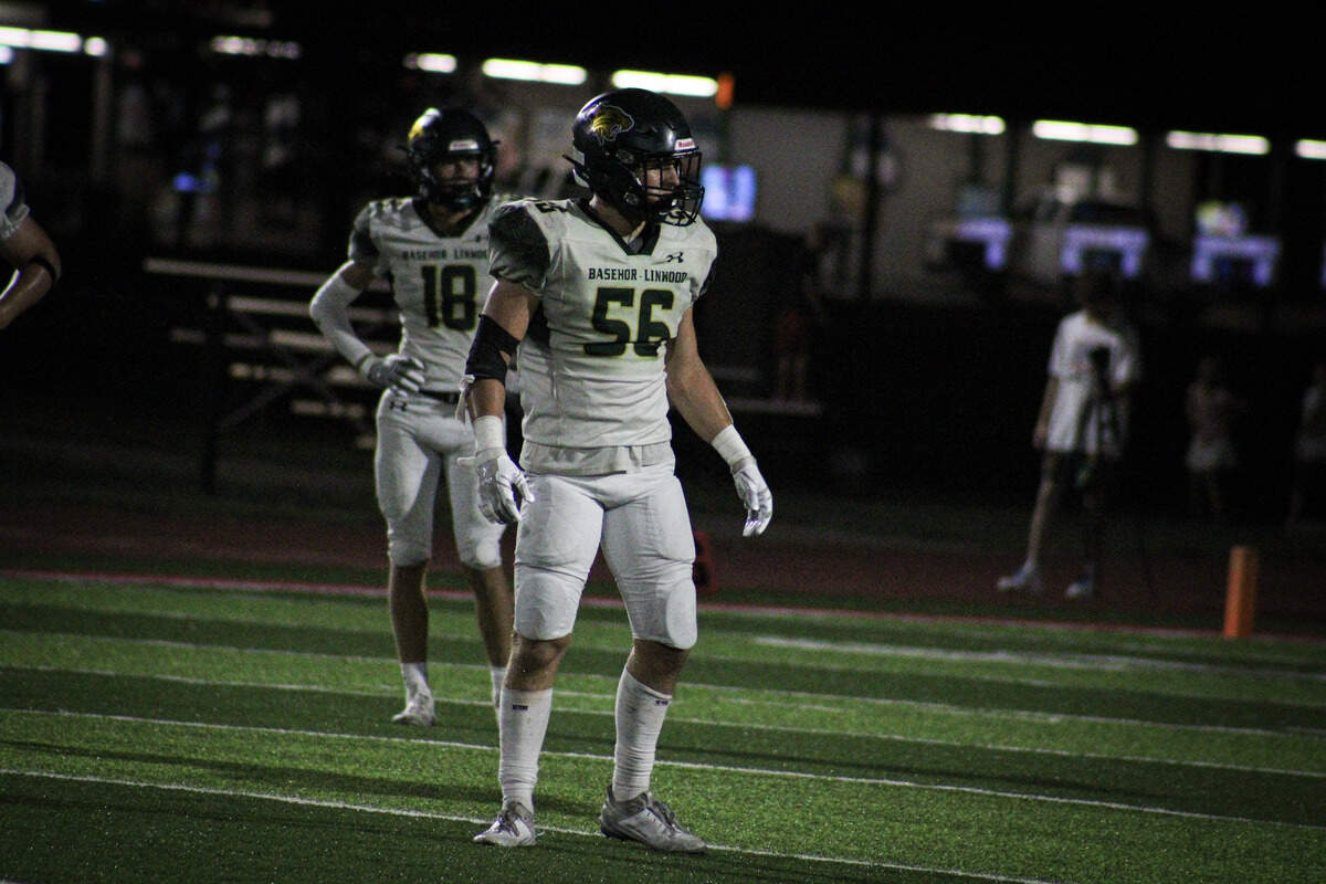 Garrett Pierce, a senior linebacker from Basehor-Linwood High School