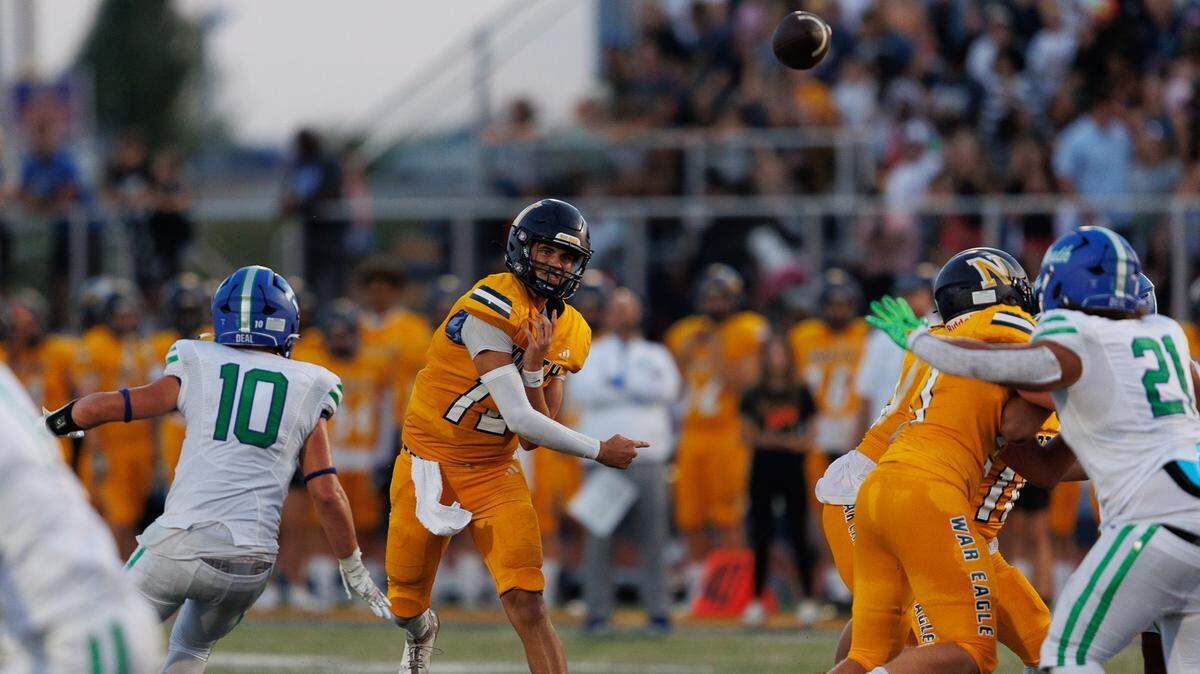 Liberty North quarterback Tillman Martin rifles a pass in a 21-20 win over Blue Springs South on Friday night.