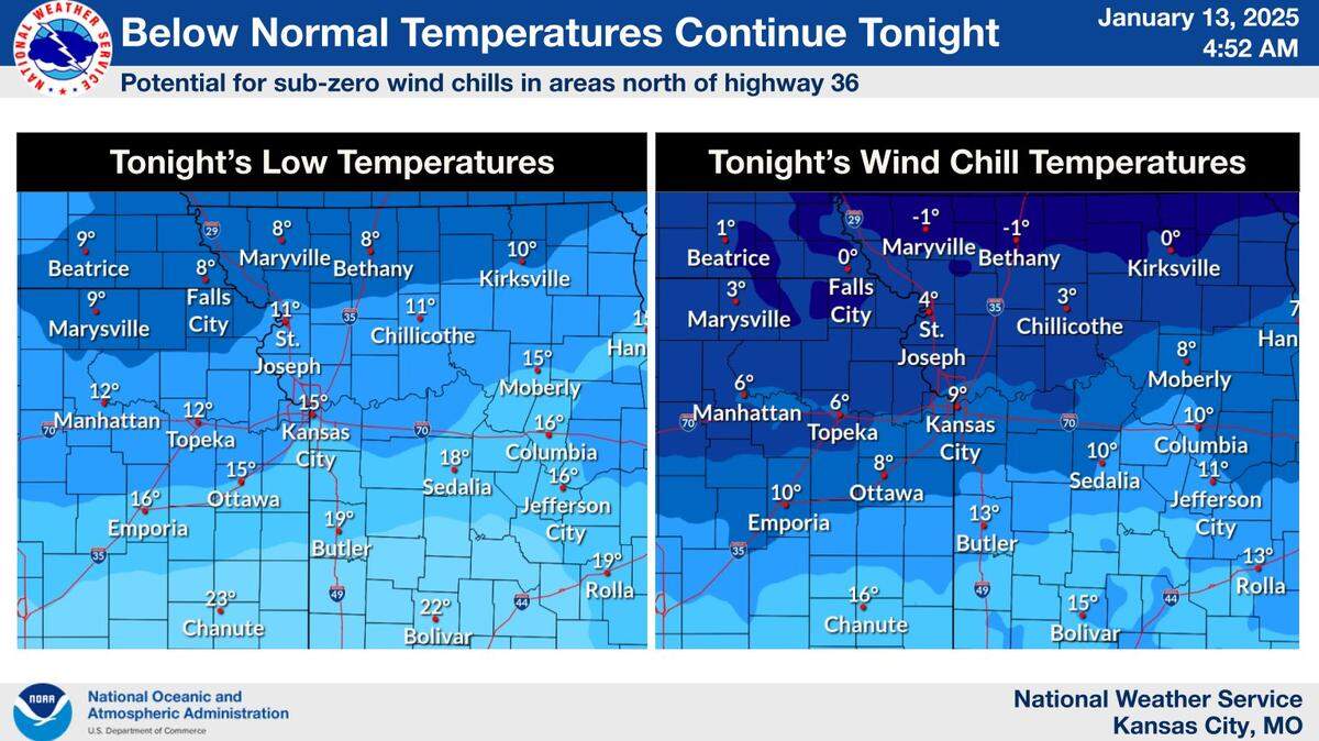 Through mid-week, temperatures will remain 10 to 15 degrees below normal for this time of year, according to a National Weather Service forecast.