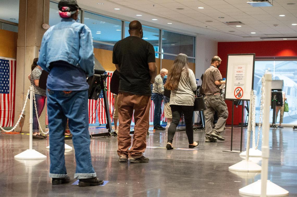 Missouri technically has no advance voting, but Kansas City is recording a record number of in-person absentee voters. Lines were steady on Tuesday at the polling station in Union Station, where about 1,000 in-person absentee ballots are being cast daily.