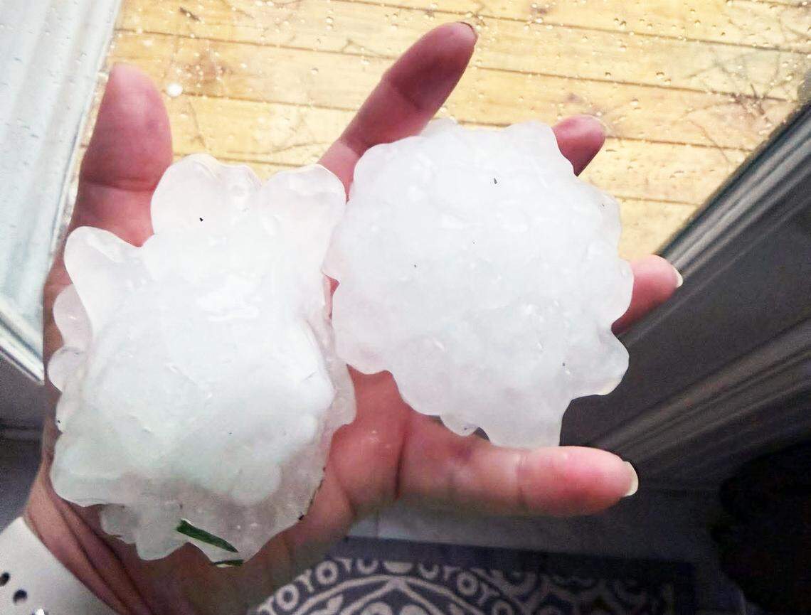 This hail fell March 10, 2026, in Kansas City’s Northland north of 64th Street near Riss Lake