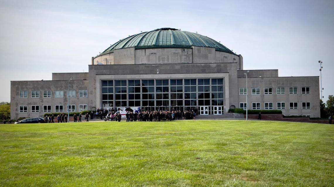 Outside the Community of Christ Church auditorium in Independence, funeral services were about to begin Friday, Sept. 24, 2021, for Blaize Madrid-Evans, an Independence police officer who was killed while on duty.