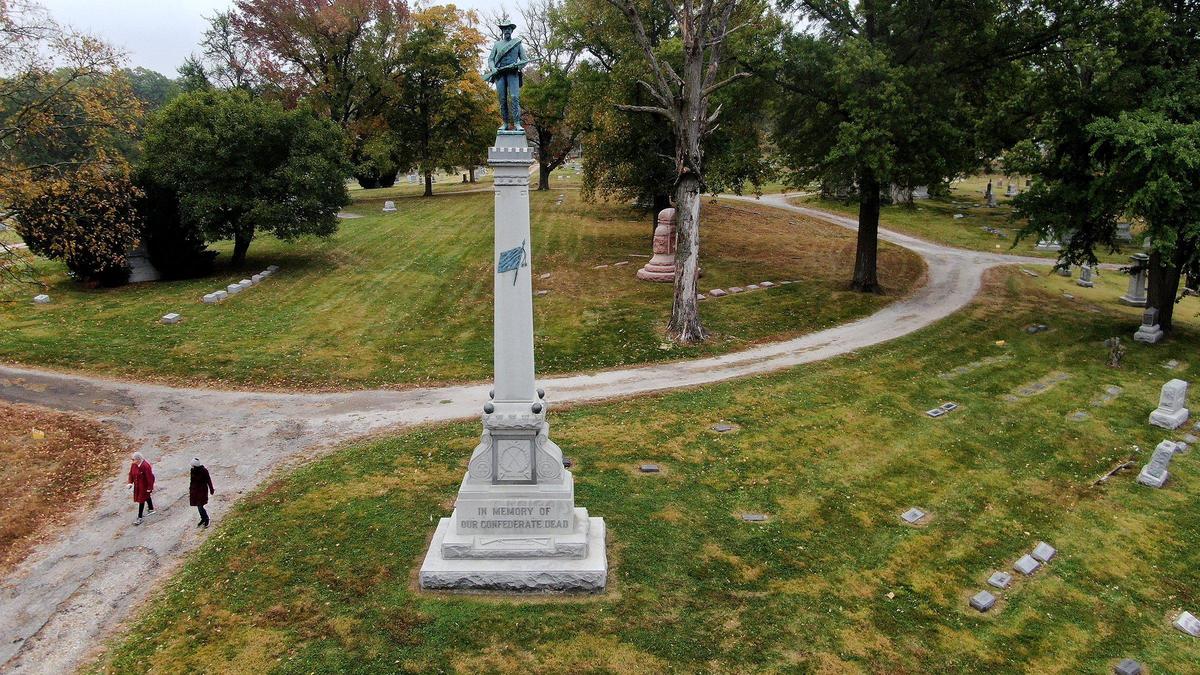 Officials at Forest Hill & Calvary Cemetery say that because this Confederate monument sits on private land, they cannot remove it.