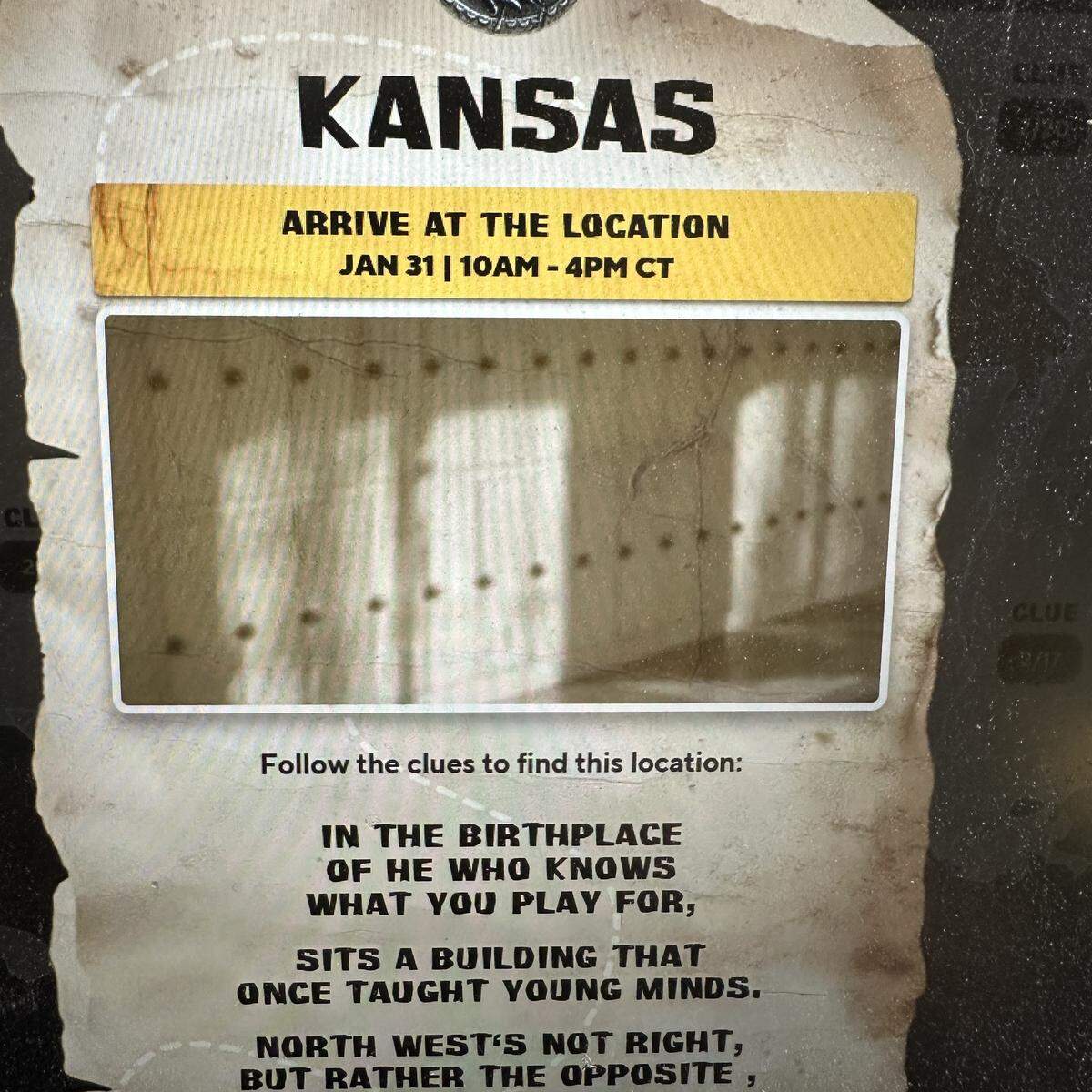 The Kansas clue.