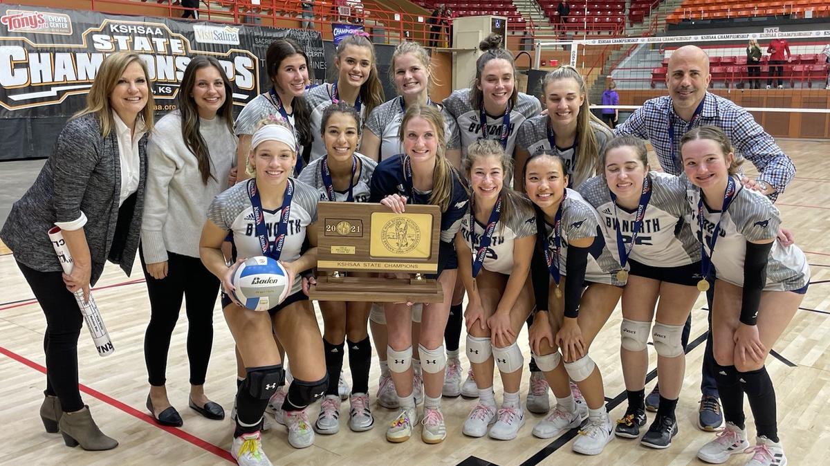Blue Valley North is the Kansas Class 6A state champion for 2021 in high school volleyball after beating Blue Valley West in two sets Saturday in Salina.