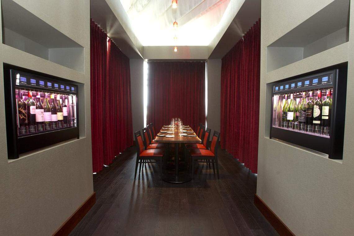 Vinetopia featured a private wine tasting room. The restaurant will become AMC’s MacGuffins.