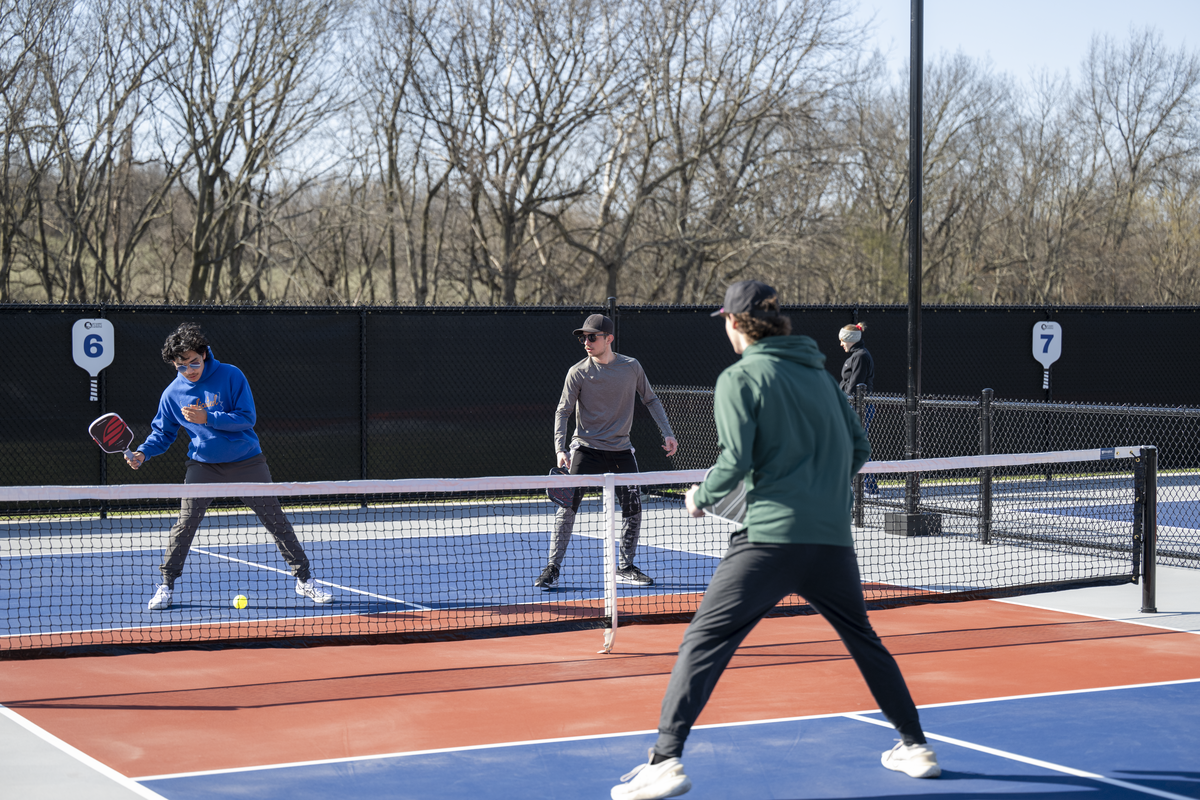 Players take the court following the March 14 community ribbon cutting at the Longview Pickleball Complex.