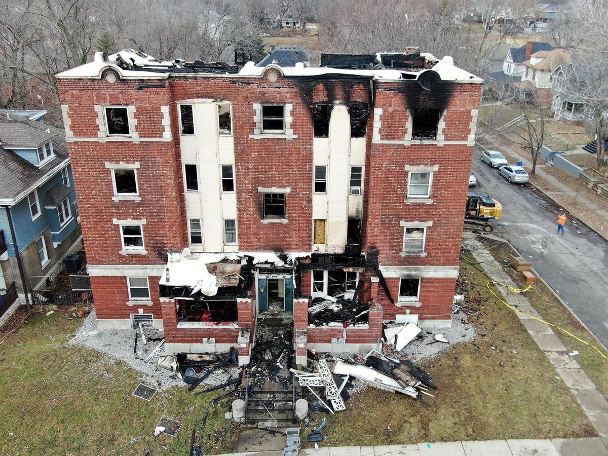 Three people were hospitalized Wednesday morning after a fire broke out in an apartment just after 12:30 a.m. in the 1100 block of Benton Boulevard in Kansas City, according to the Kansas City Fire Department.