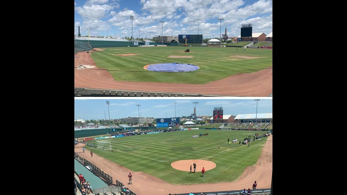 One venue, two distinct looks, and uses: That’s what the grounds crew at Legends Field in Kansas City, Kansas, ensures with its behind-the-scenes work to convert the playing surface from one suited for baseball to one capable of playing host to professional soccer matches.