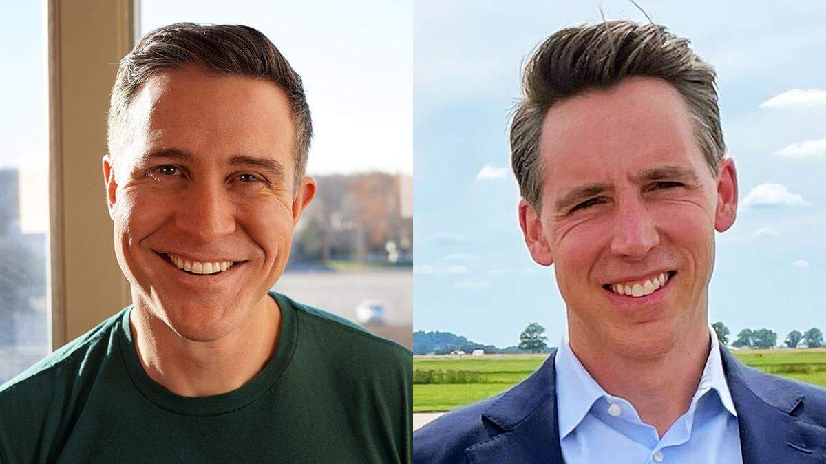 Lucas Kunce and Josh Hawley portraits for endorsement editorial - please do not use for news stories