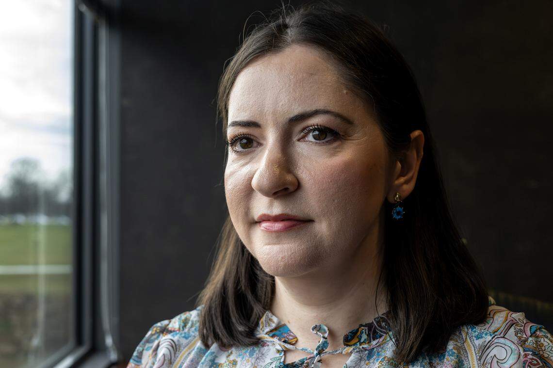 Kristy Schroll sits near a window for a portrait on Friday, March 6, 2026, in Kansas City.