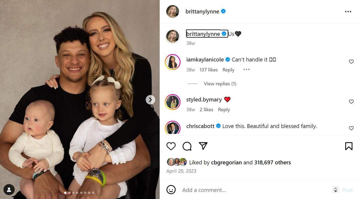 Brittany Mahomes frequently shares photos of the Mahomes children on her social media.