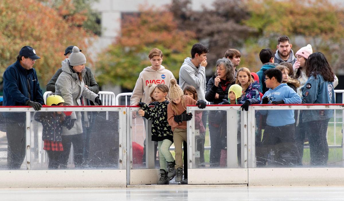 Skaters rushed onto the ice in 2023 on the opening day at the Crown Center Ice Terrace.