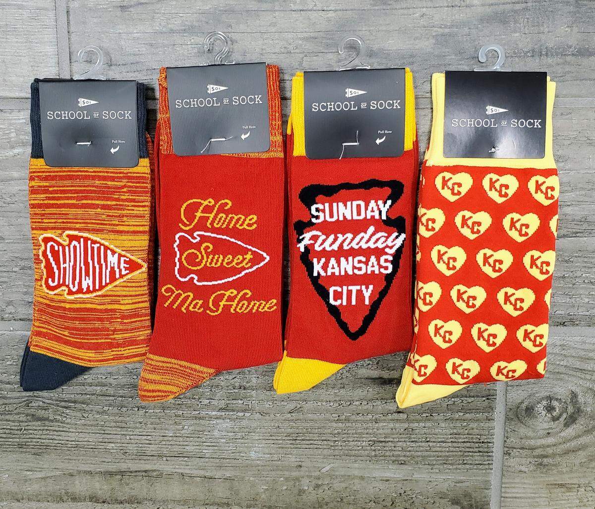 School of Sock in Lee’s Summit has several Chiefs-themed socks.