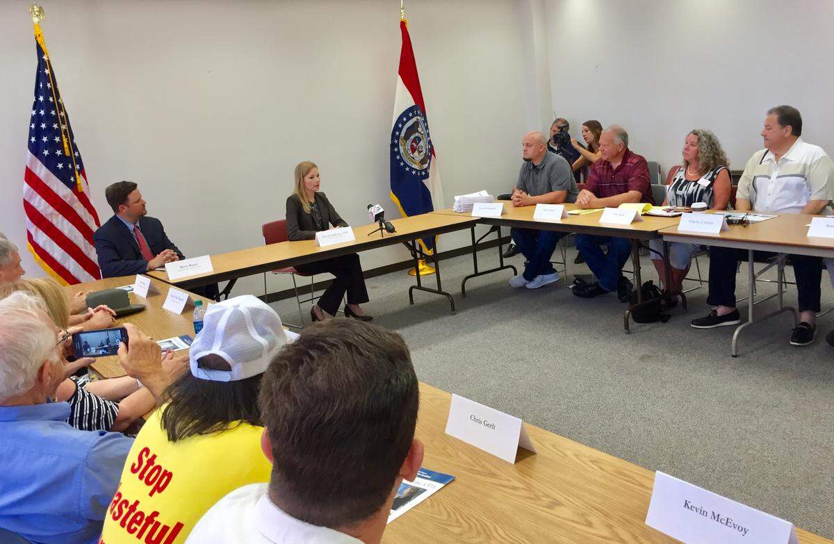 Missouri State Auditor Nicole Galloway met with Clay County residents who, in December, handed her a petition with more than 9,000 signatures asking her office to audit their county government.