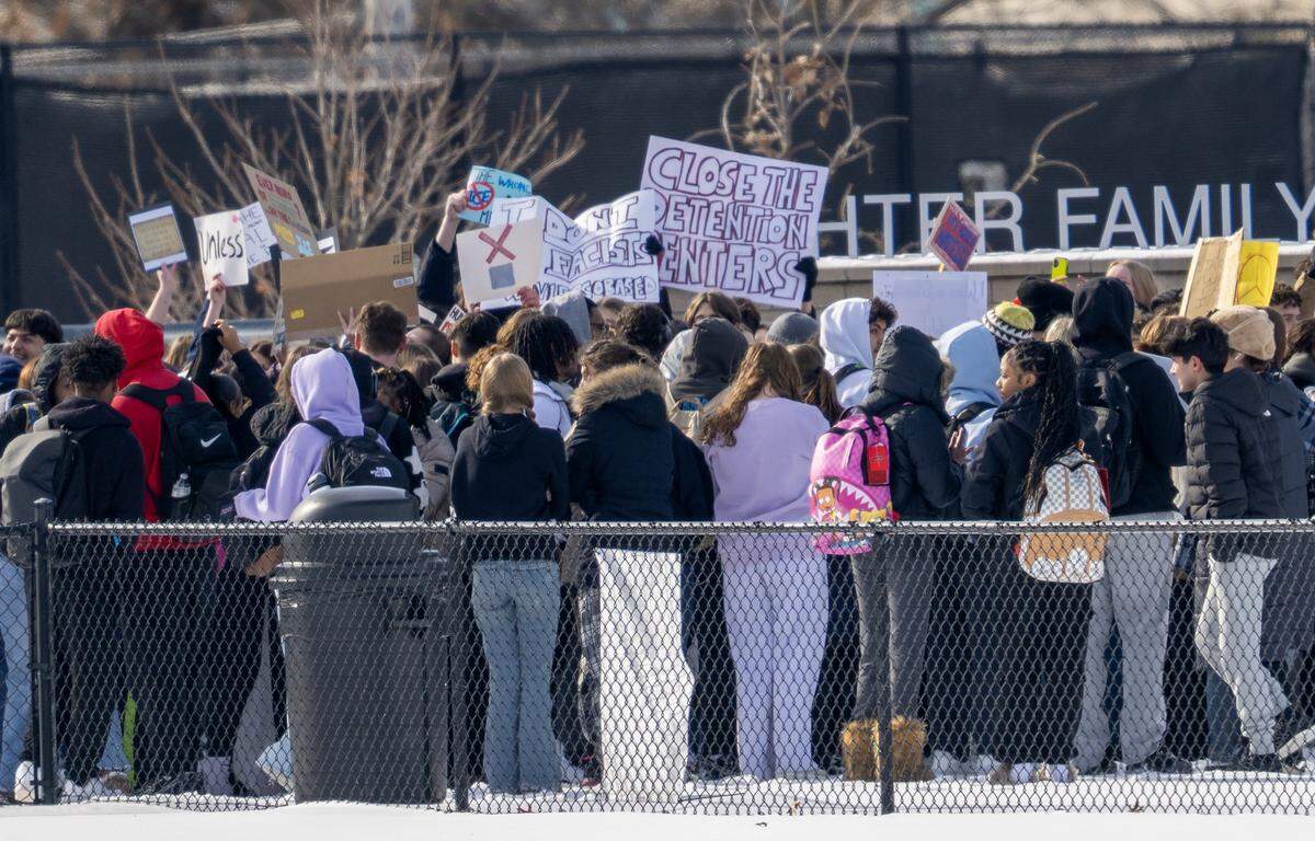 Students at Liberty High School held an anti-ICE protest on Tuesday, Jan. 27, 2026, in Liberty, Missouri.