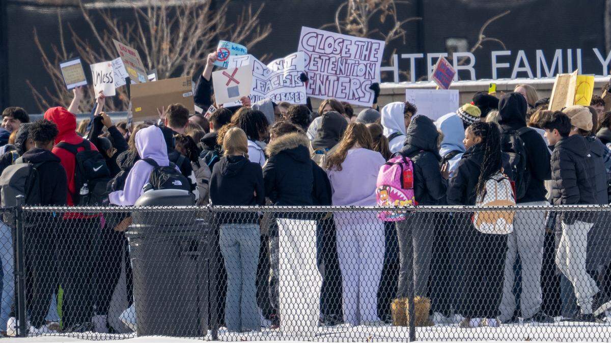 Students at Liberty High School held an anti-ICE protest on Tuesday, Jan. 27, 2026, in Liberty, Missouri.