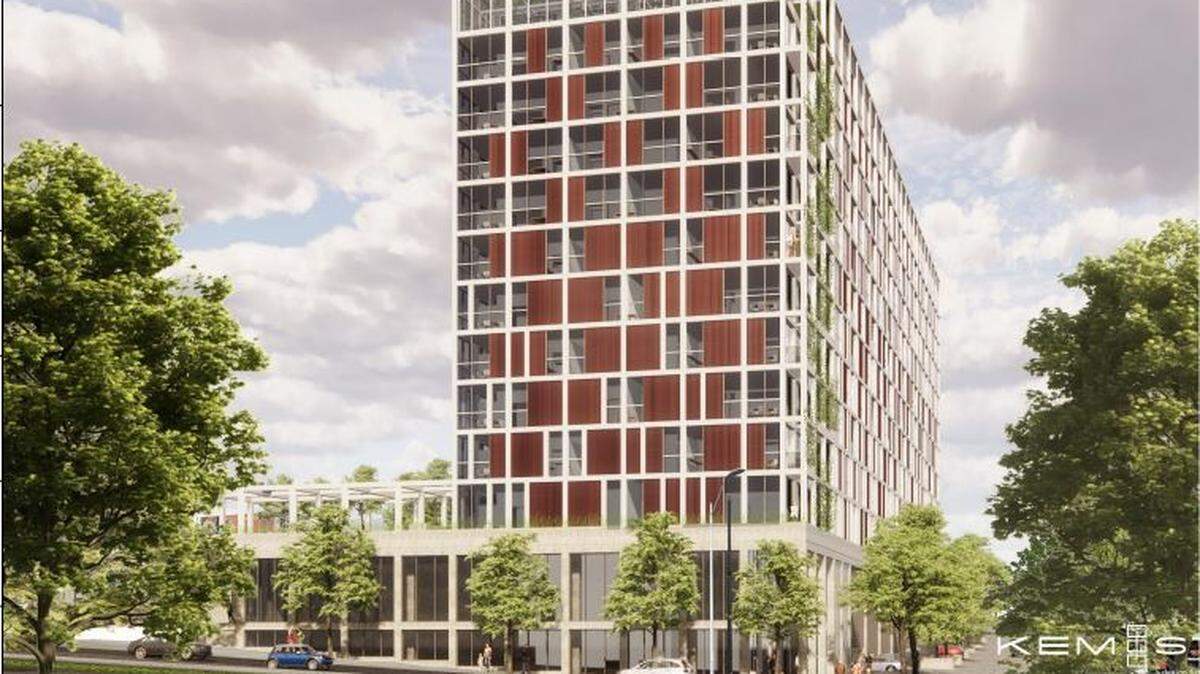 This rendering, included in city documents, shows plans for a new apartment building at 400 Main St. in the River Market.